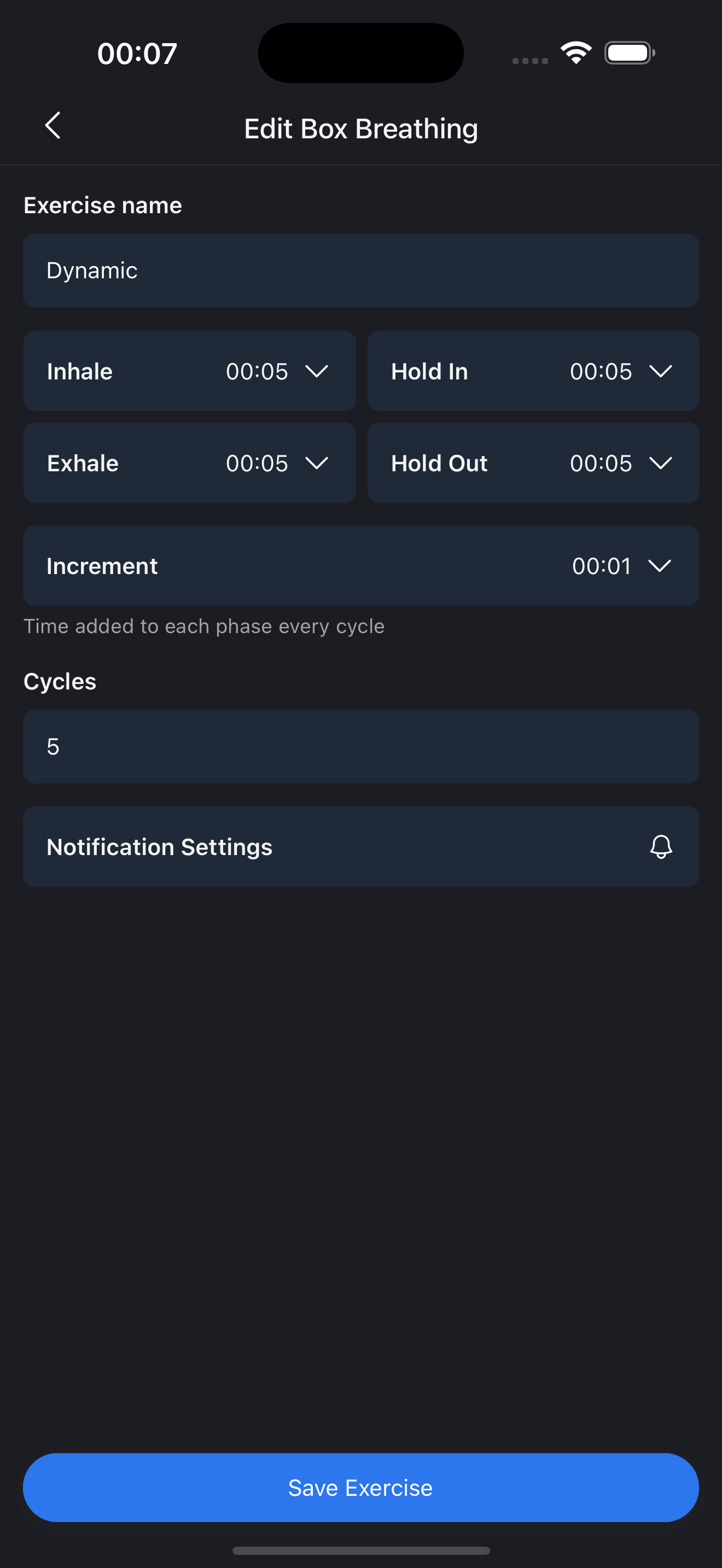 OxyBoost training screen